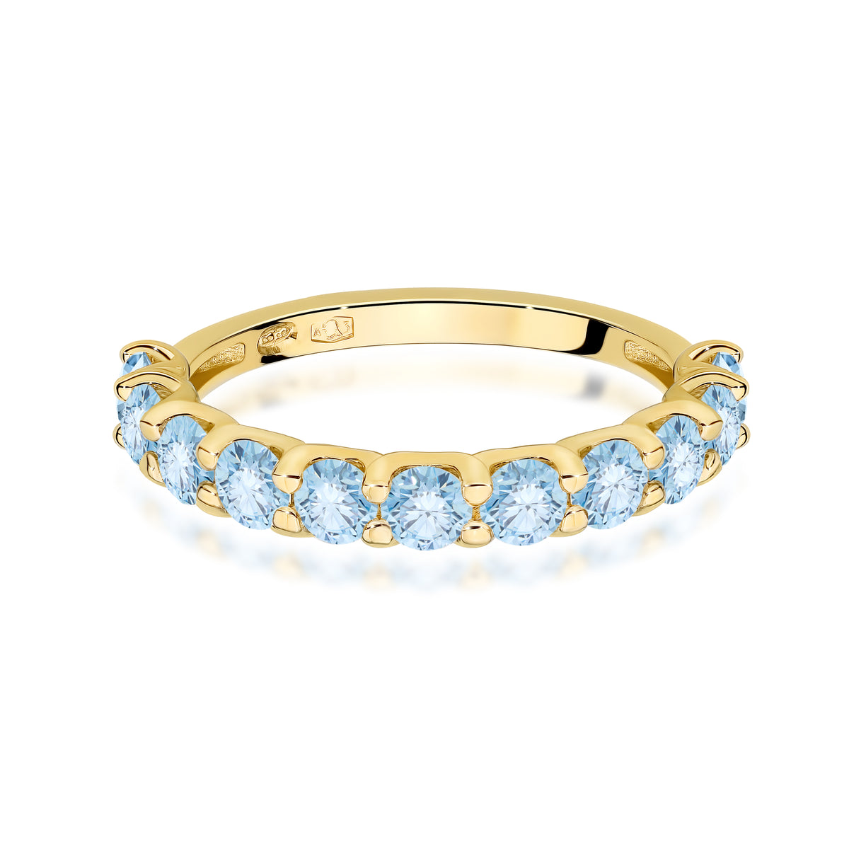 Inel Aur 14K cu Diamante Albastre de Laborator 1.10 ct