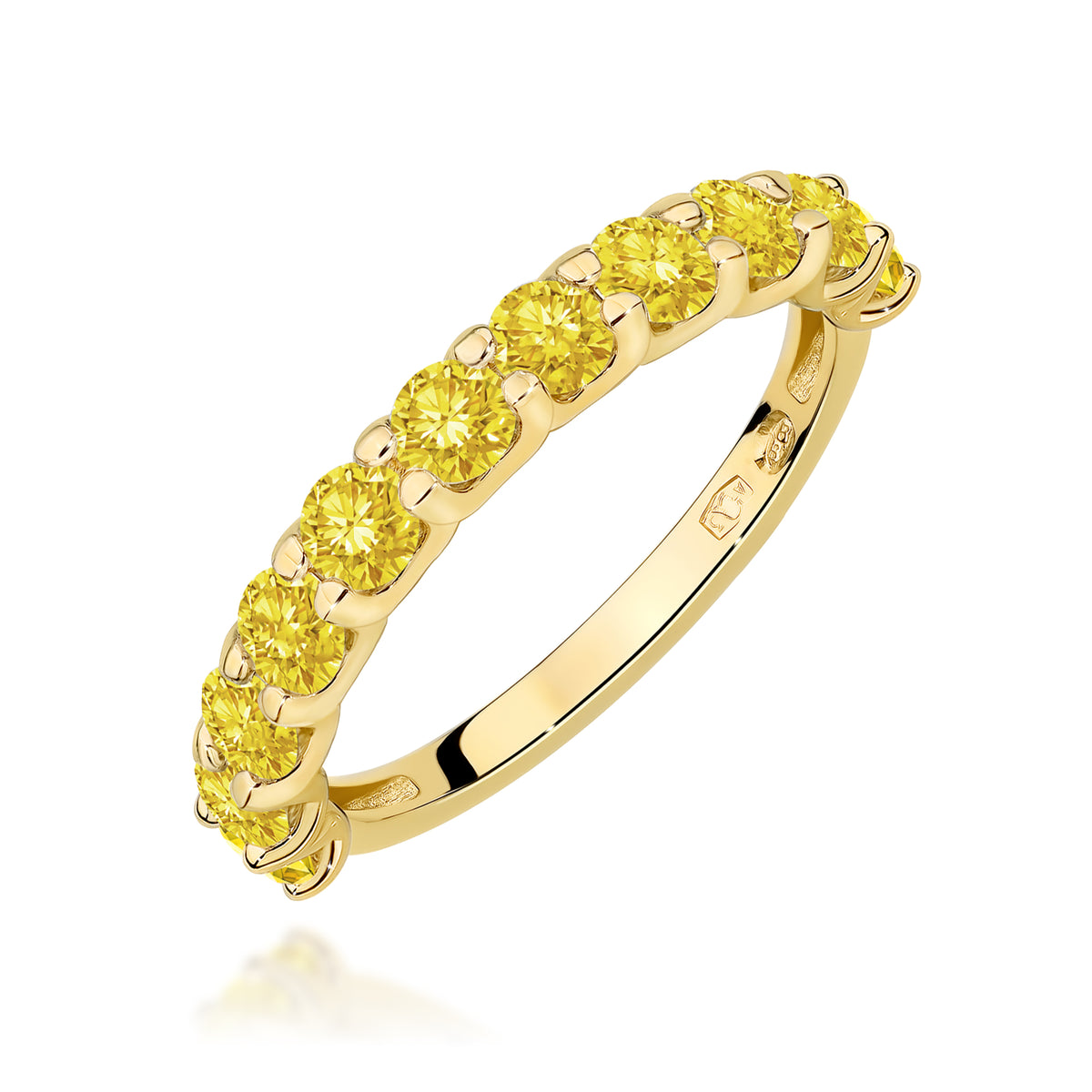 Inel Aur 9K cu Diamante Galbene de Laborator 1.10 ct