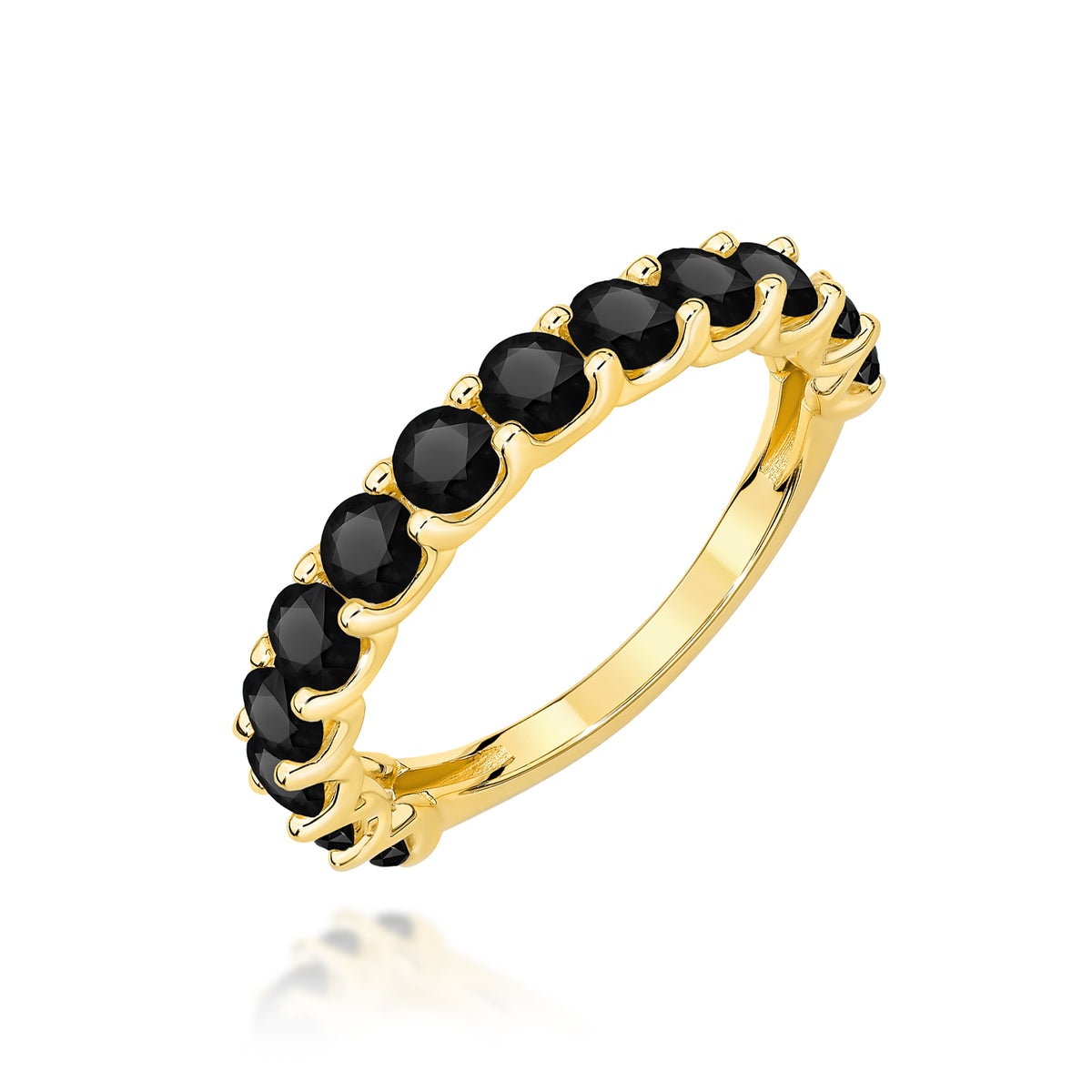 Inel Aur 9K cu Diamante Naturale Negre 1.56 ct