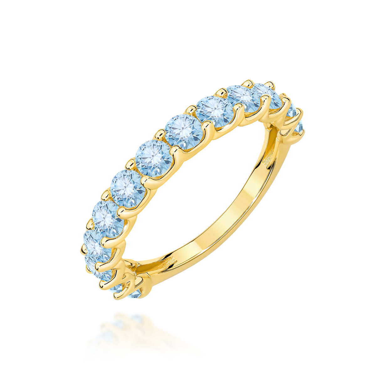 Inel Aur 9K cu Diamante Albastre de Laborator 1.30 ct