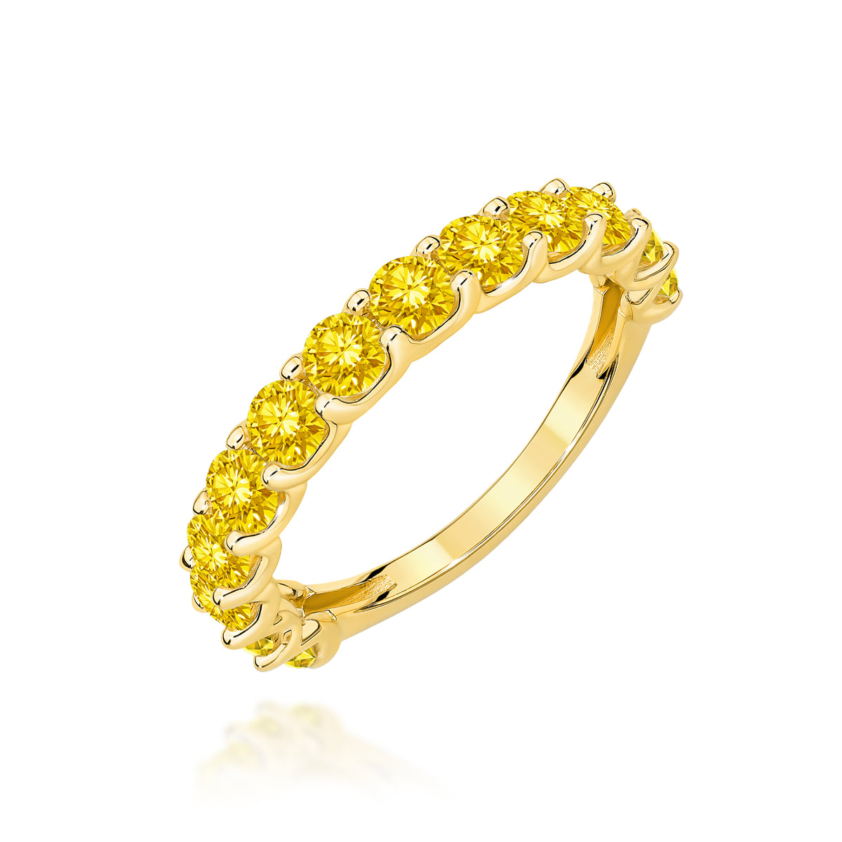 Inel Aur 9K cu Diamante Galbene de Laborator 1.30 ct