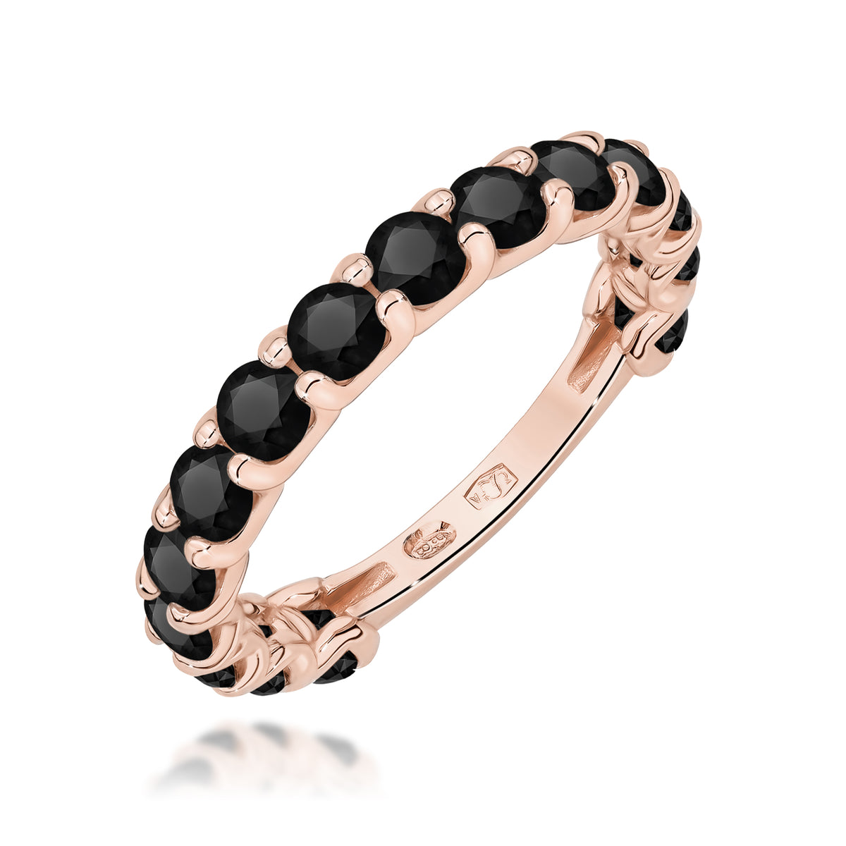 Inel Aur 14K cu Diamante Naturale Negre 1.80 ct