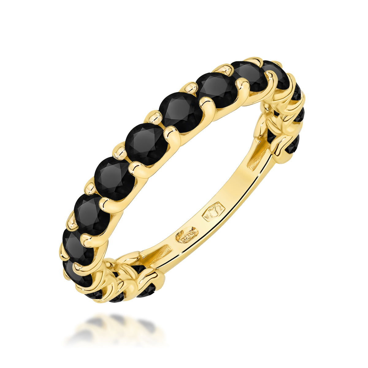 Inel Aur 9K cu Diamante Naturale Negre 1.80 ct