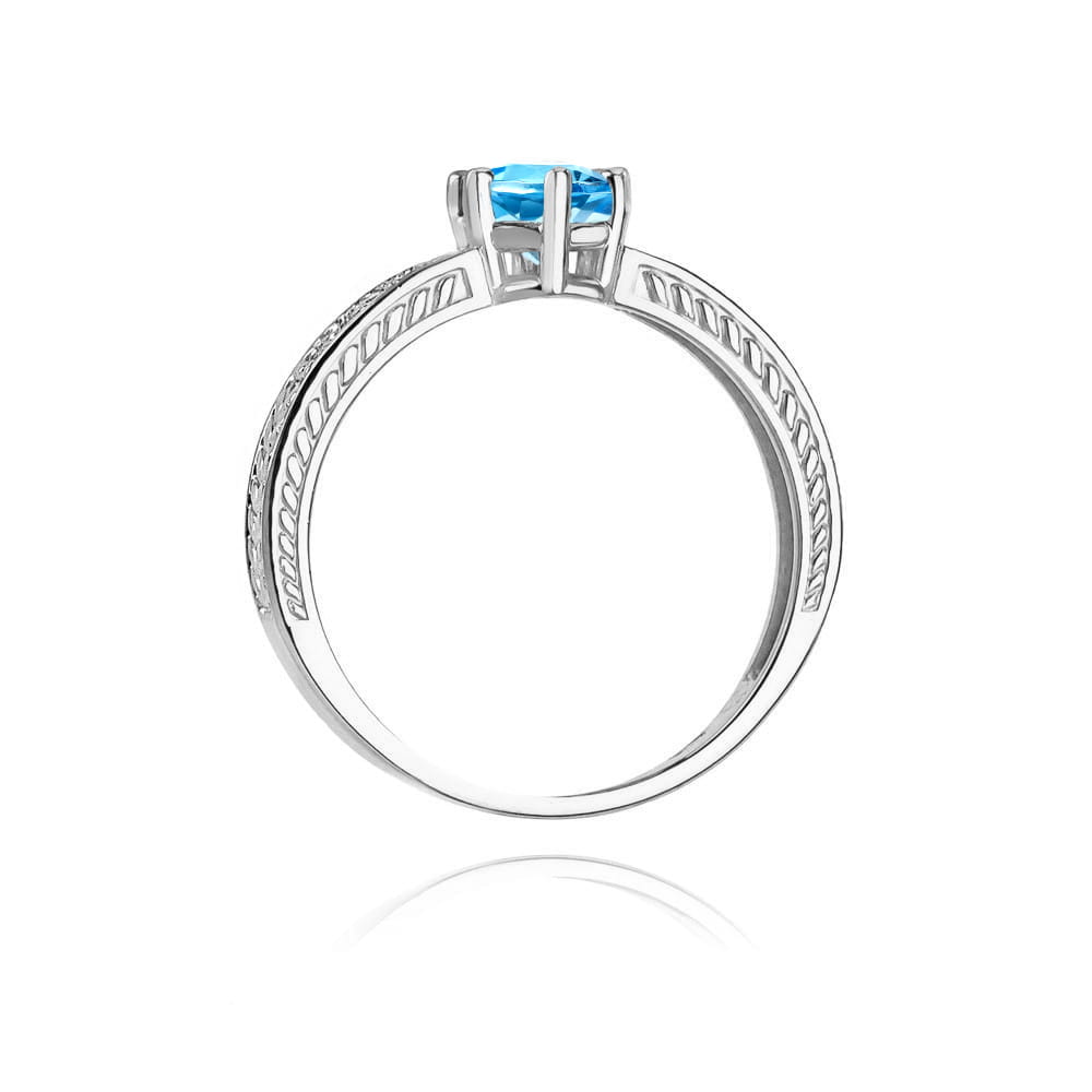 Inel Aur 14K cu Topaz London Blue 0.50 ct si Diamant 0.08 ct