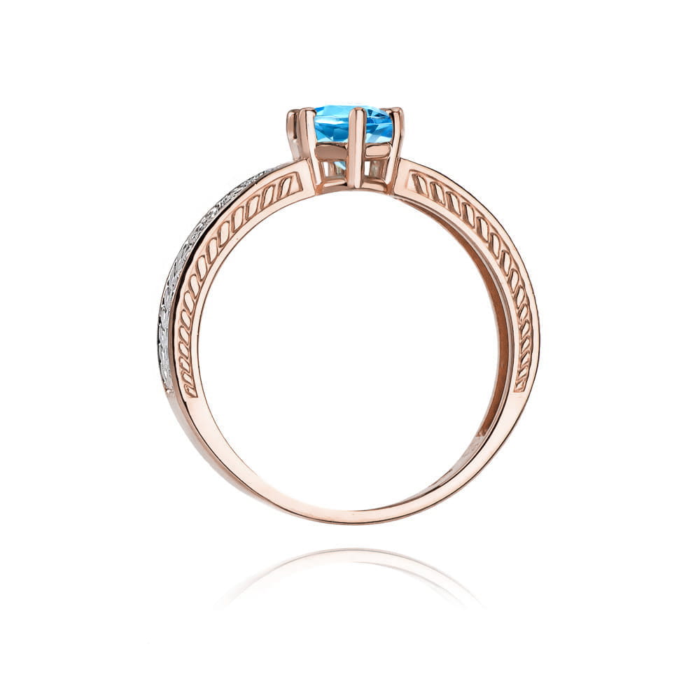 Inel Aur 14K cu Topaz London Blue 0.50 ct si Diamant 0.08 ct