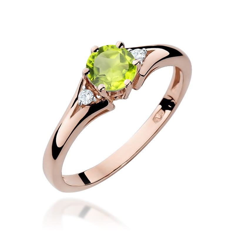 Inel Aur 14K cu Peridot 0.60 ct si Diamante 0.03 ct