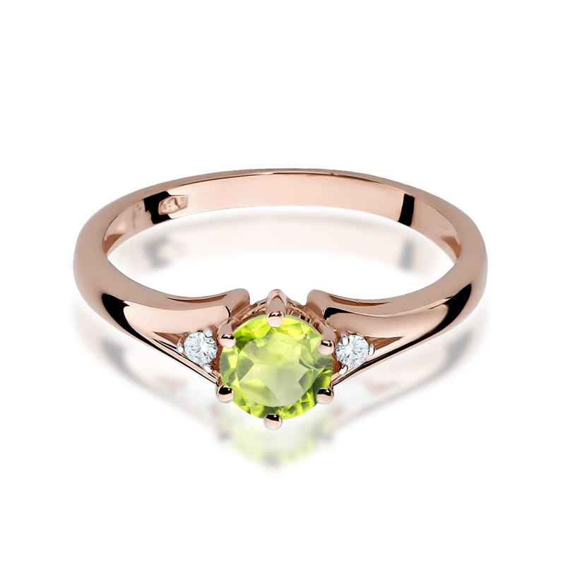 Inel Aur 14K cu Peridot 0.60 ct si Diamante 0.03 ct