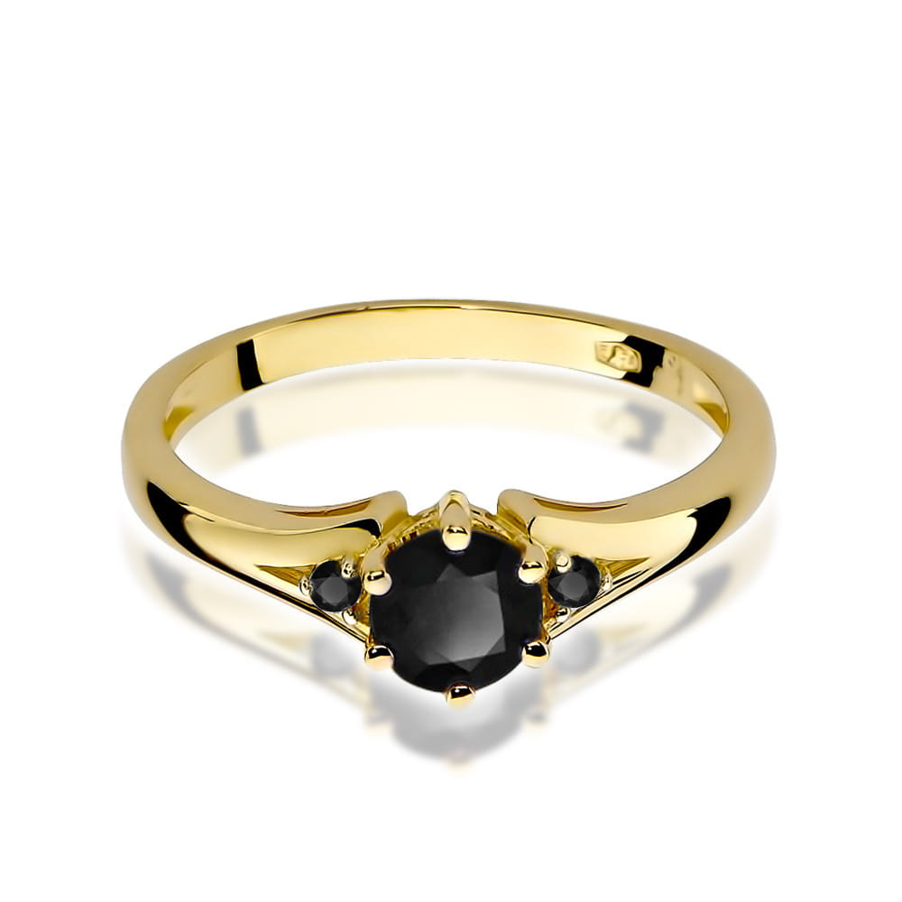 Inel Aur 14K cu Diamante Negre 0.50 ct