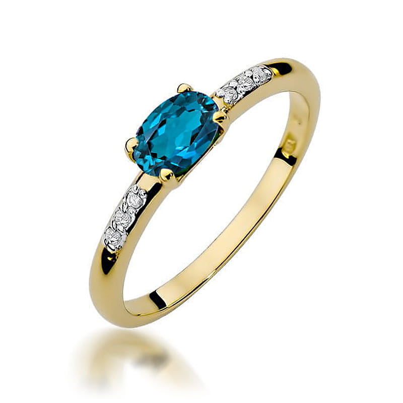 Inel Aur 14K W077 Topaz London Blue 0.50ct