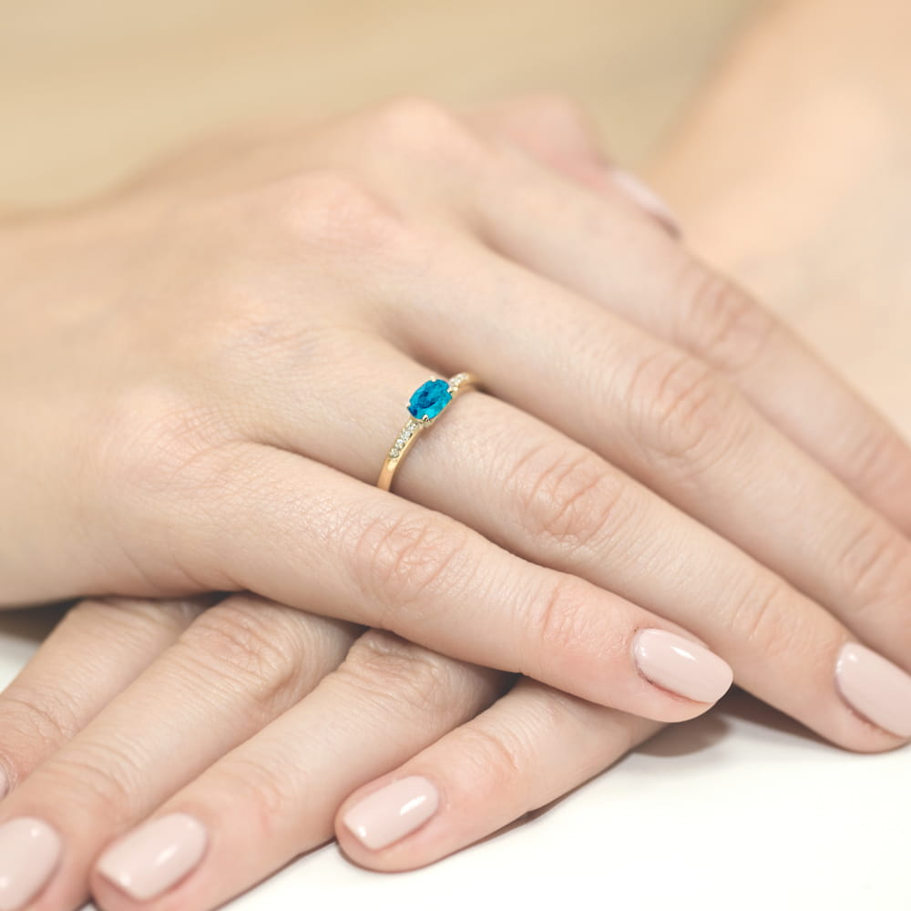 Inel Aur 14K W077 Topaz London Blue 0.50ct
