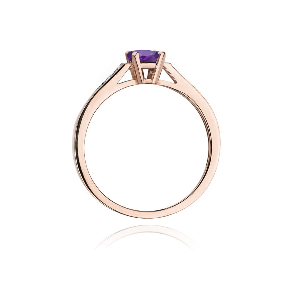 Inel Aur 14k cu Ametist 0.50 ct si Diamante Naturale 0.04 ct