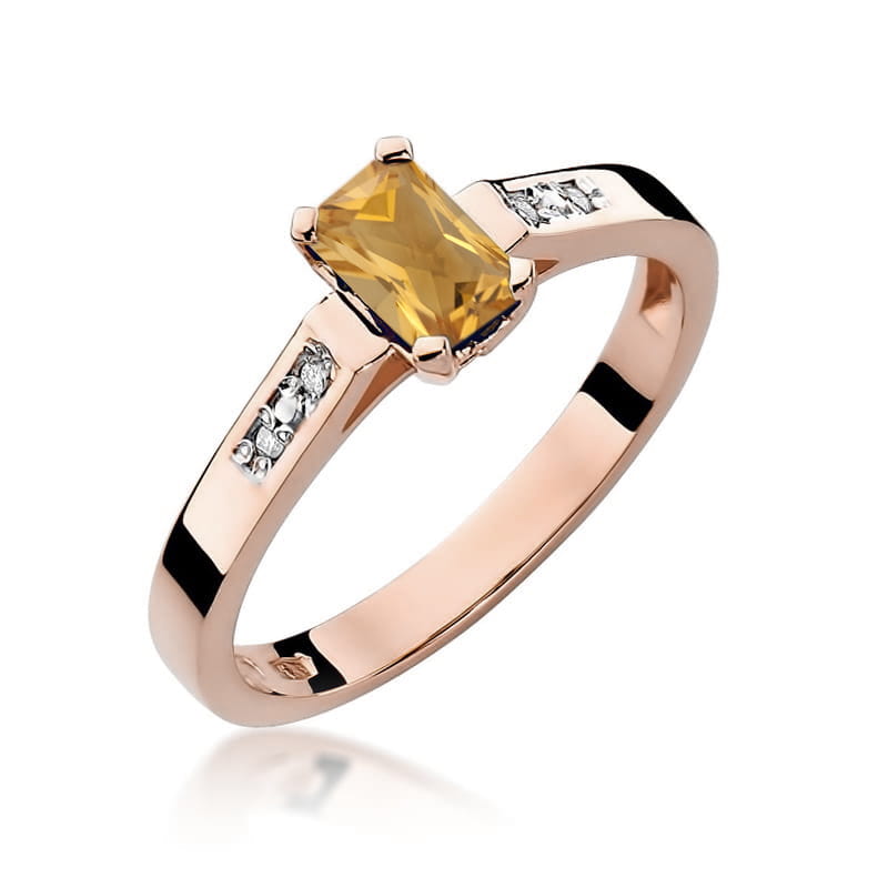 Inel Aur 14k cu Citrin 0.60 ct si Diamante Naturale 0.04 ct