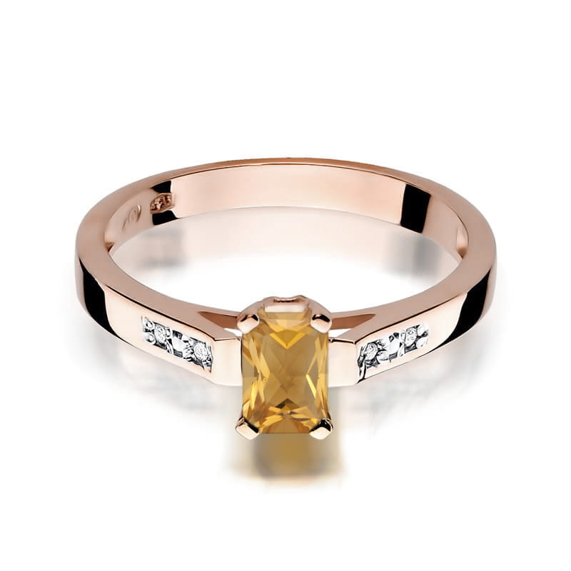 Inel Aur 14k cu Citrin 0.60 ct si Diamante Naturale 0.04 ct