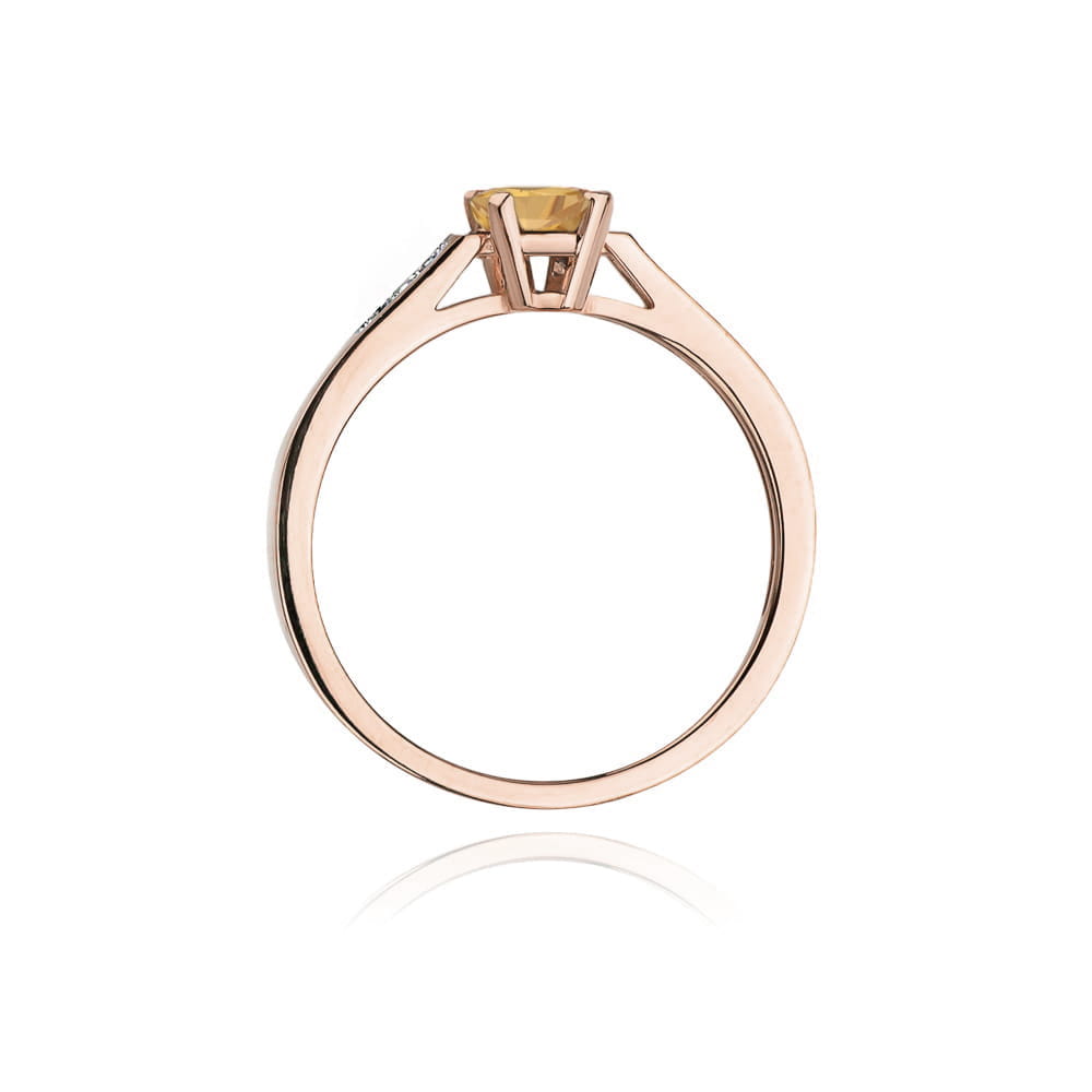 Inel Aur 14k cu Citrin 0.60 ct si Diamante Naturale 0.04 ct