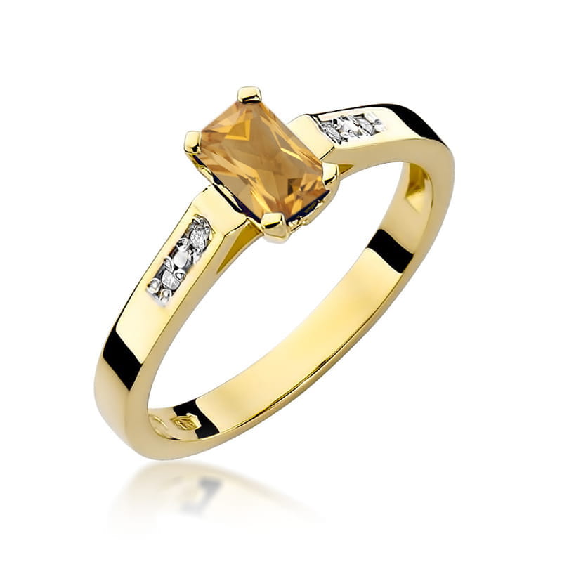 Inel Aur 14k cu Citrin 0.60 ct si Diamante Naturale 0.04 ct