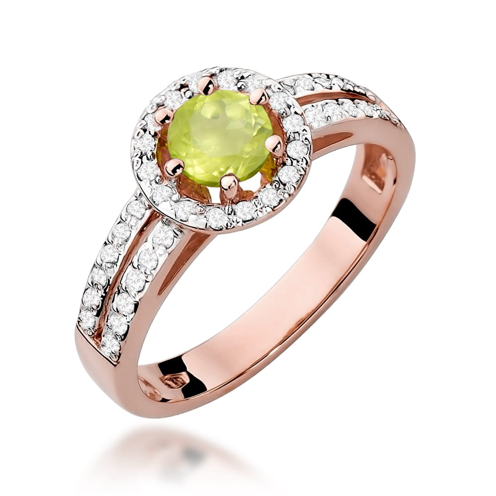 Inel Aur 14k cu Peridot 0.60 ct si Diamante 0.20 ct