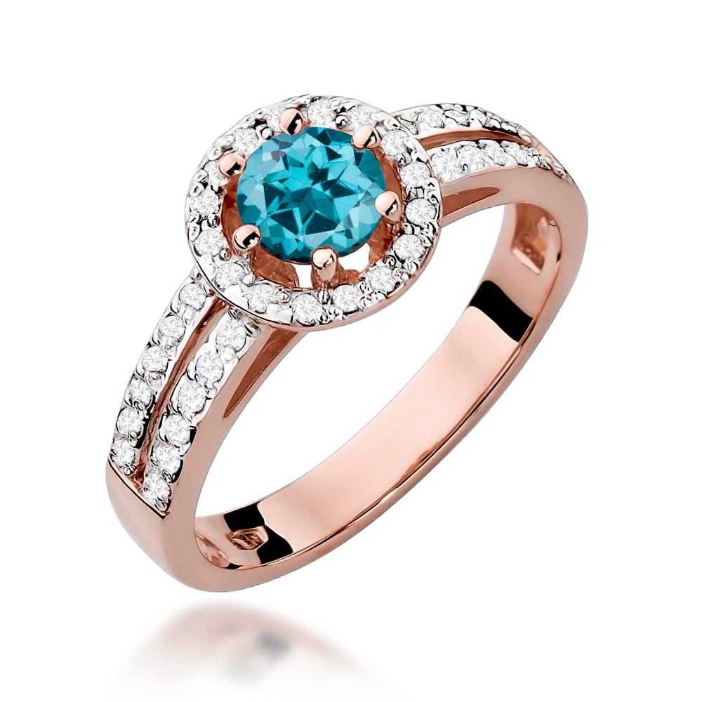 Inel Aur 14K W087 Topaz London Blue 0.50ct