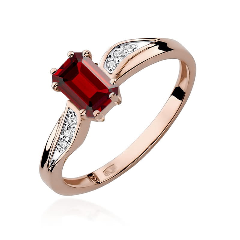 Inel Aur 14k cu Rubin 0.80 ct si Diamante Naturale 0.03 ct