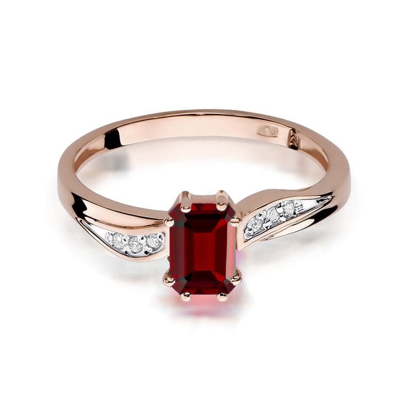 Inel Aur 14k cu Rubin 0.80 ct si Diamante Naturale 0.03 ct