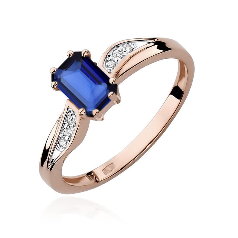 Inel Aur 14k cu Safir 0.60 ct si Diamante Naturale 0.03 ct