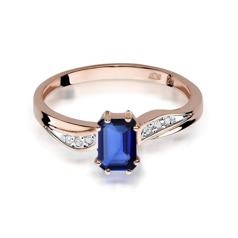 Inel Aur 14k cu Safir 0.60 ct si Diamante Naturale 0.03 ct