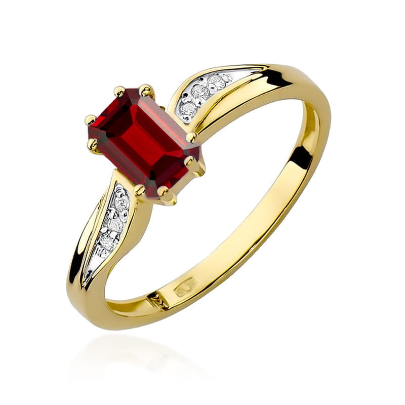 Inel Aur 14k cu Rubin 0.80 ct si Diamante Naturale 0.03 ct