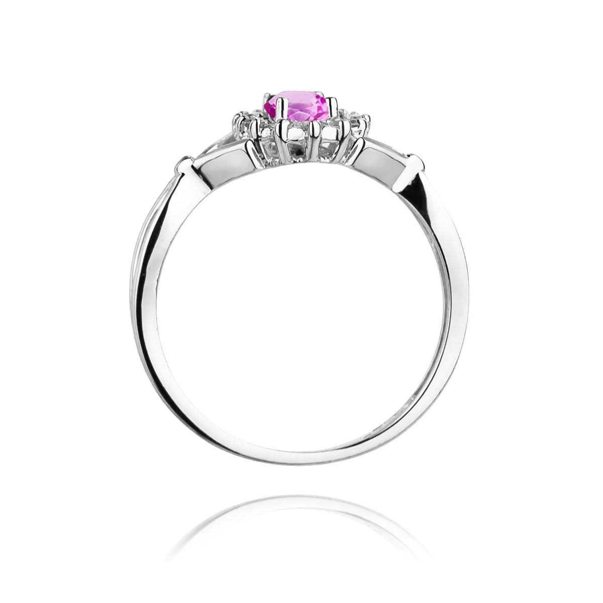 Inel Aur 14K cu Topaz Roz 0.45 ct si Diamante Naturale 0.12 ct - Alb