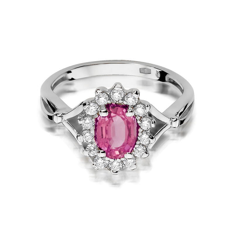 Inel Aur 14K cu Topaz Roz 0.50 ct si Diamante Naturale 0.28 ct