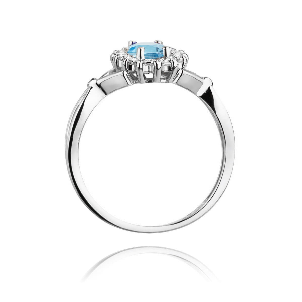 Inel Aur 14K cu Topaz Albastru 0.90 ct si Diamante Naturale 0.12 ct
