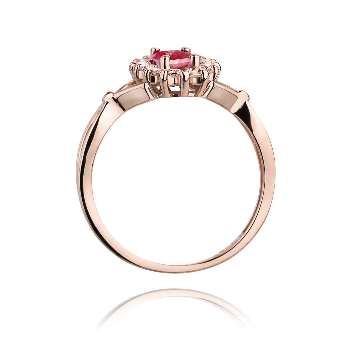 Inel Aur 14K cu Topaz Roz 0.50 ct si Diamante Naturale 0.28 ct