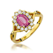 Inel Aur 14K cu Topaz Roz 0.50 ct si Diamante Naturale 0.28 ct