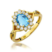 Inel Aur 14K cu Topaz Swiss 0.50 ct si Diamante Naturale 0.12 ct