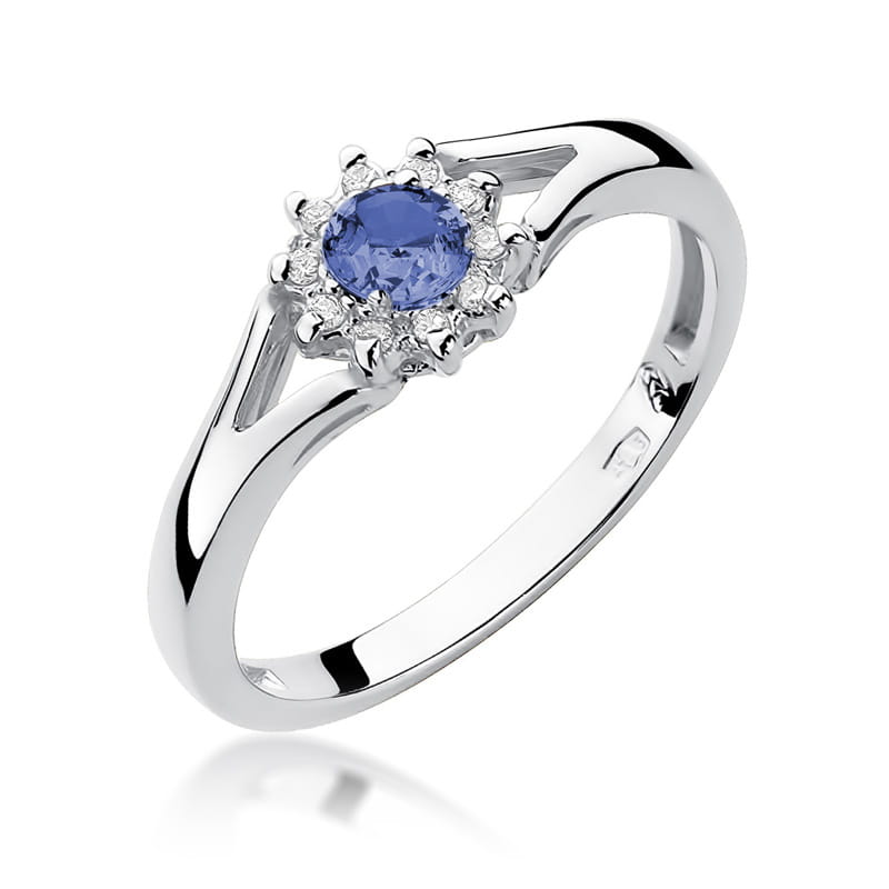 Inel Aur 14k cu Tanzanit 0.15 ct - Alb