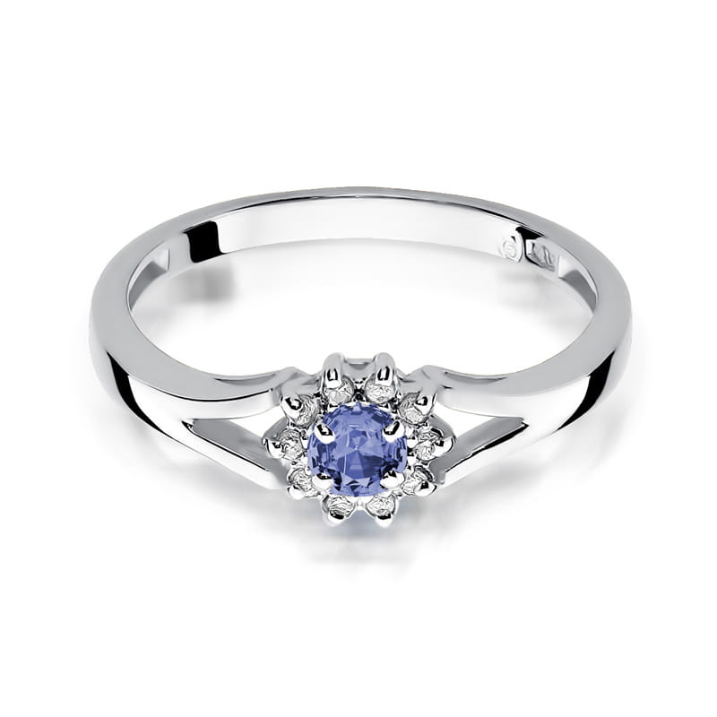 Inel Aur 14k cu Tanzanit 0.15 ct - Alb