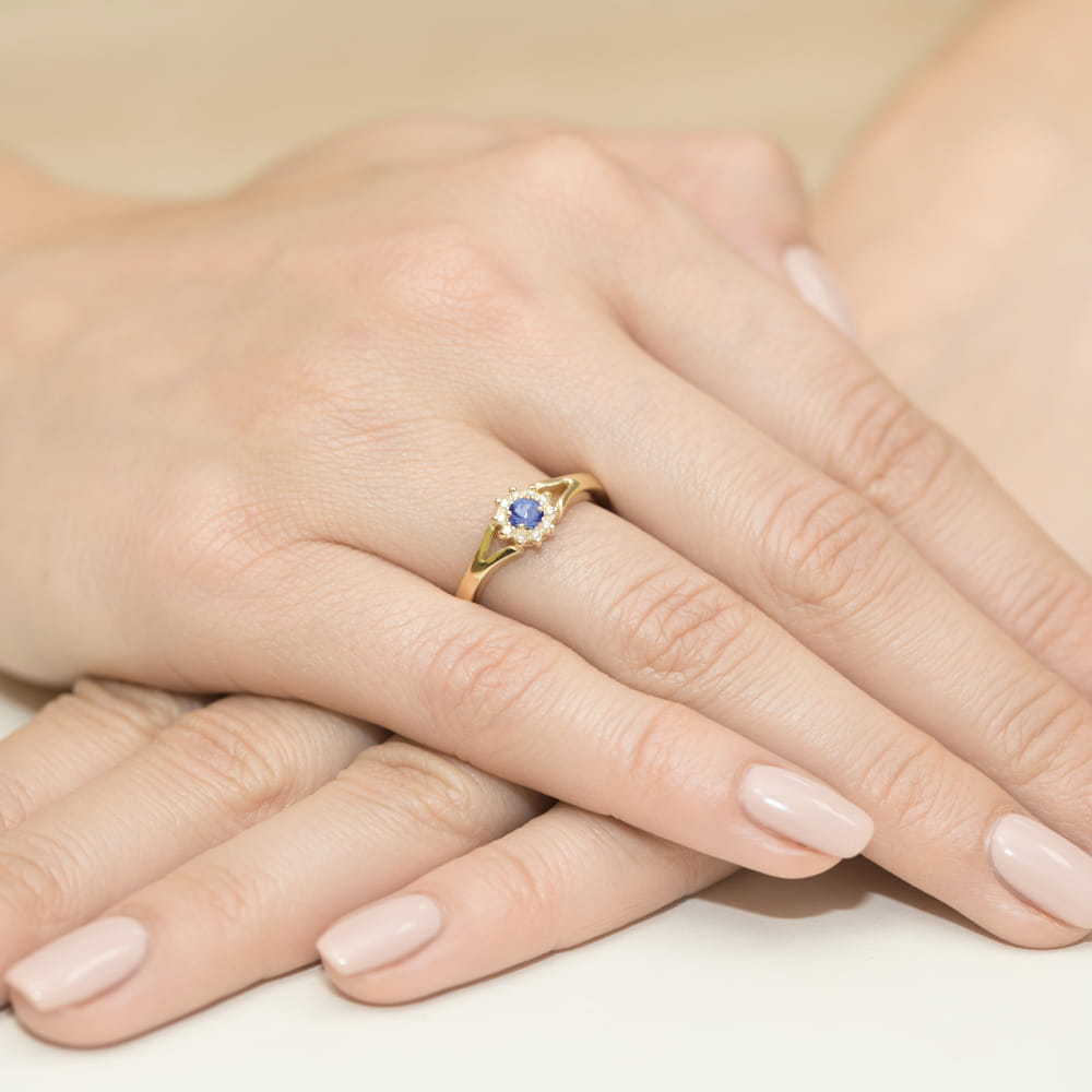 Inel Aur 14k cu Tanzanit 0.15 ct - Galben