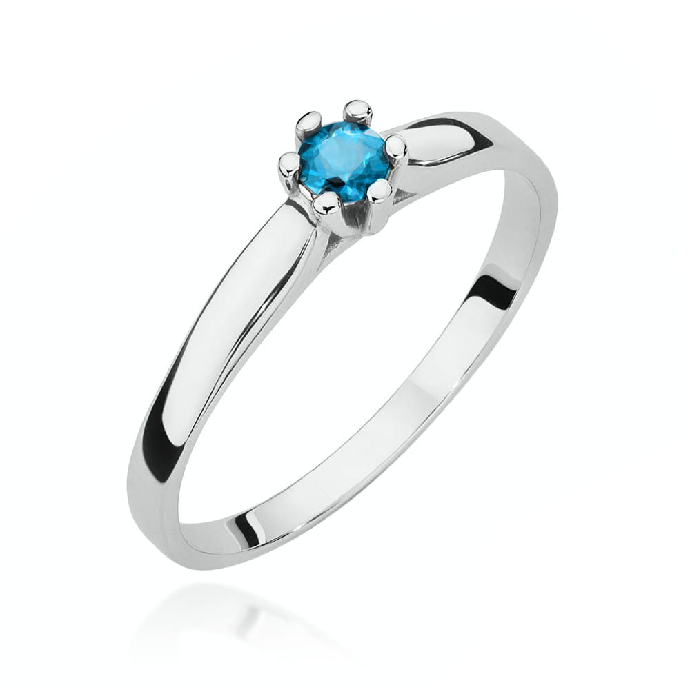 Inel Aur 14K cu Topaz 0.15 ct - Alb