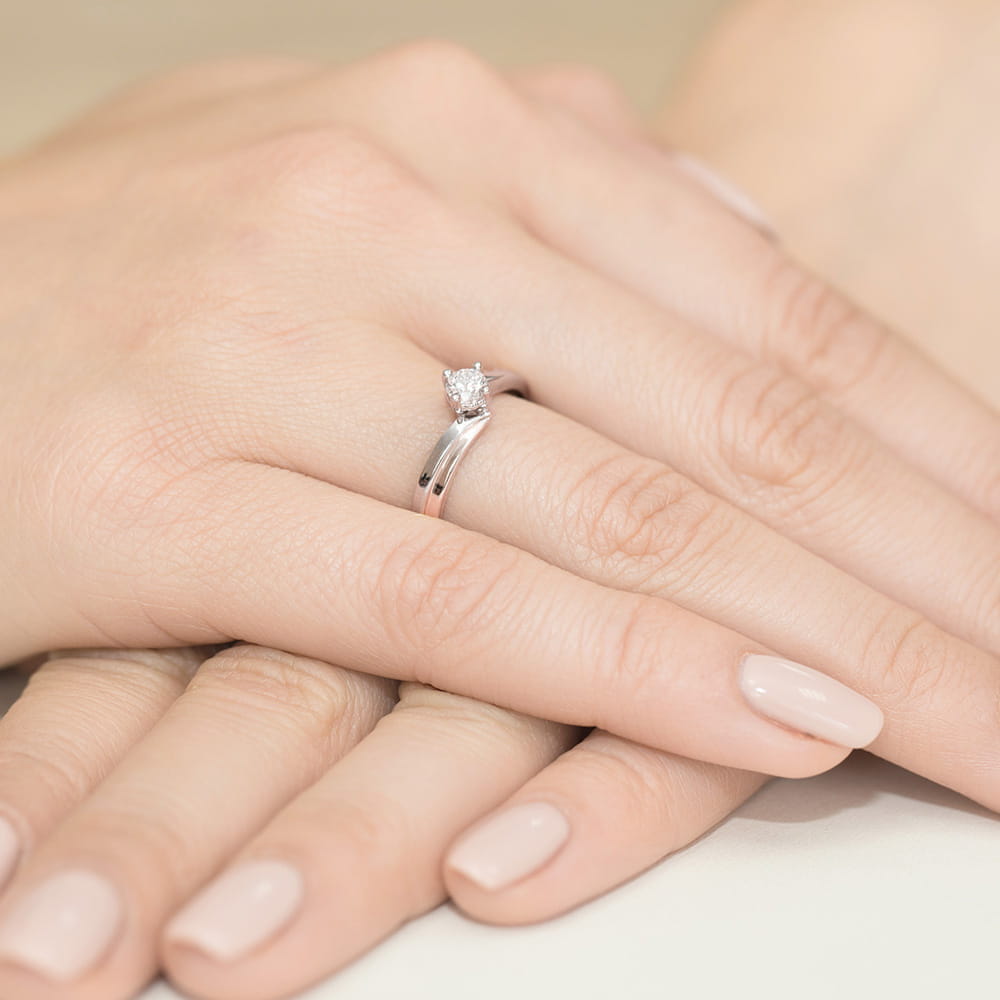 Inel Aur 14K cu Diamant 0.30 ct - Roz