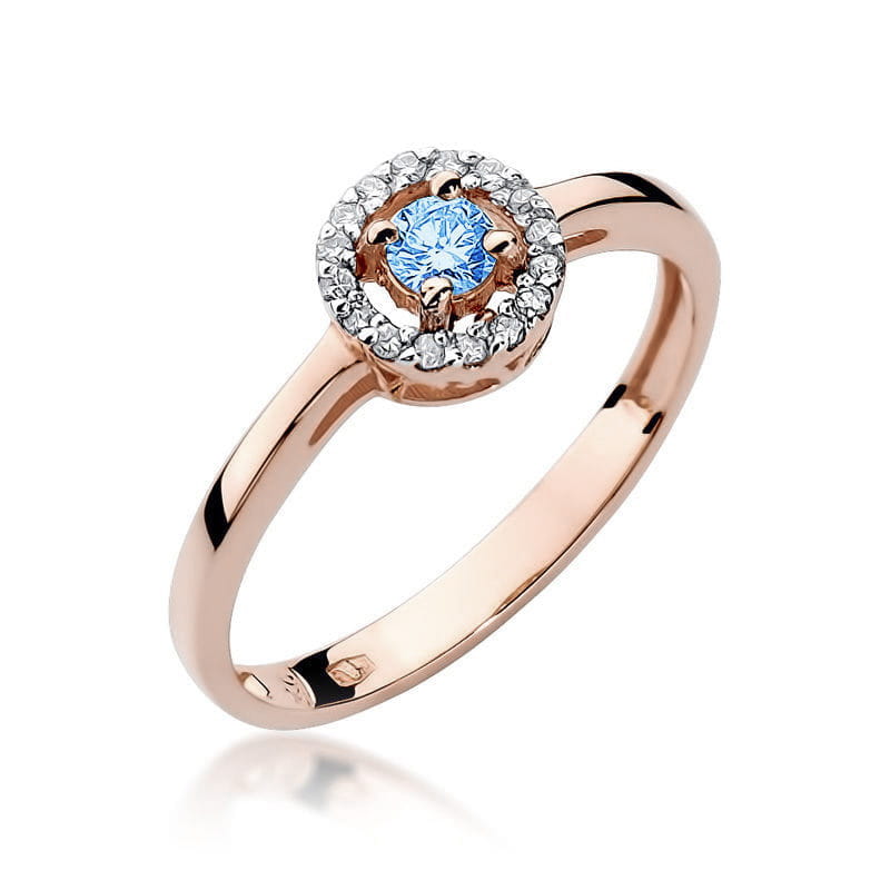 Inel Aur 14K cu Topaz 0.15 ct si Diamante 0.08 ct - Roz