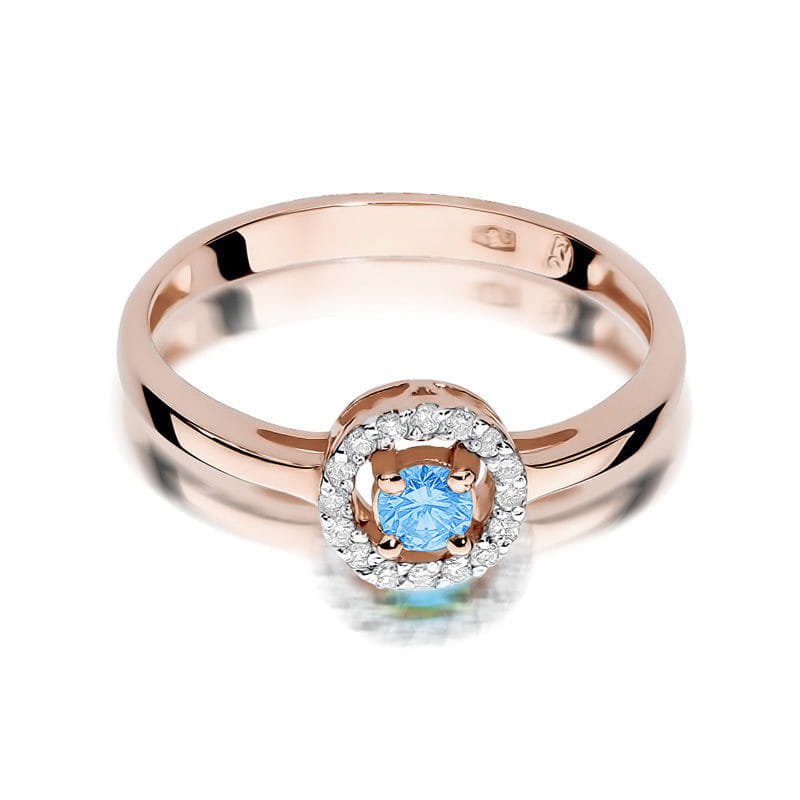 Inel Aur 14K cu Topaz 0.15 ct si Diamante 0.08 ct - Roz