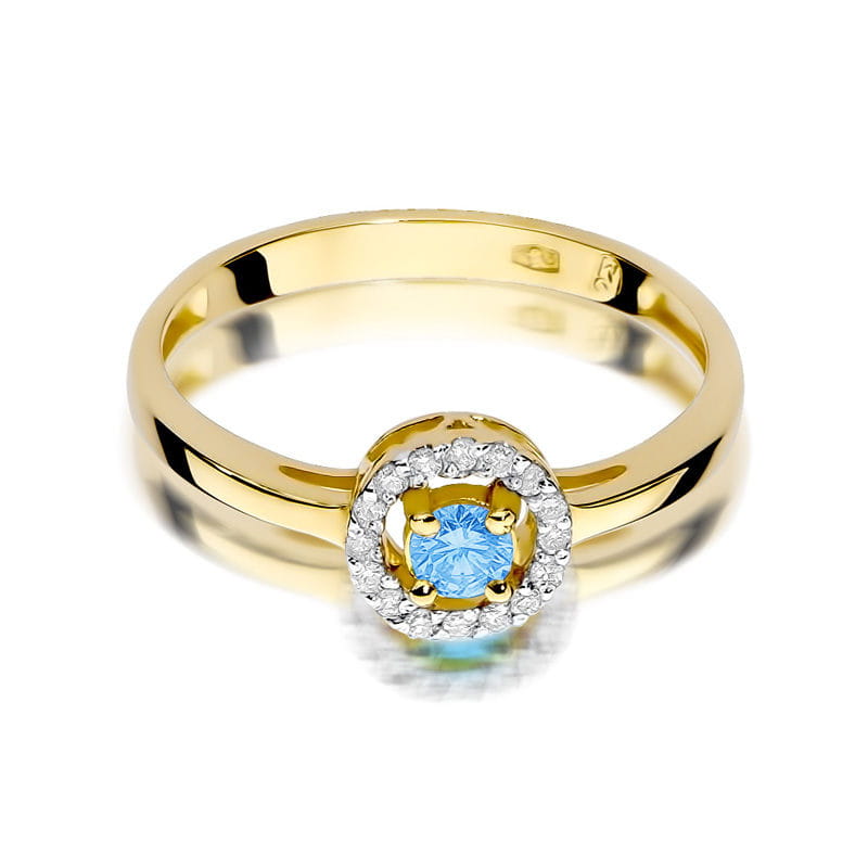 Inel Aur 14K cu Topaz 0.15 ct si Diamante 0.08 ct - Galben