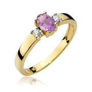 Inel Aur 14K cu Ametist 0.40 ct si Diamante Naturale 0.08 ct