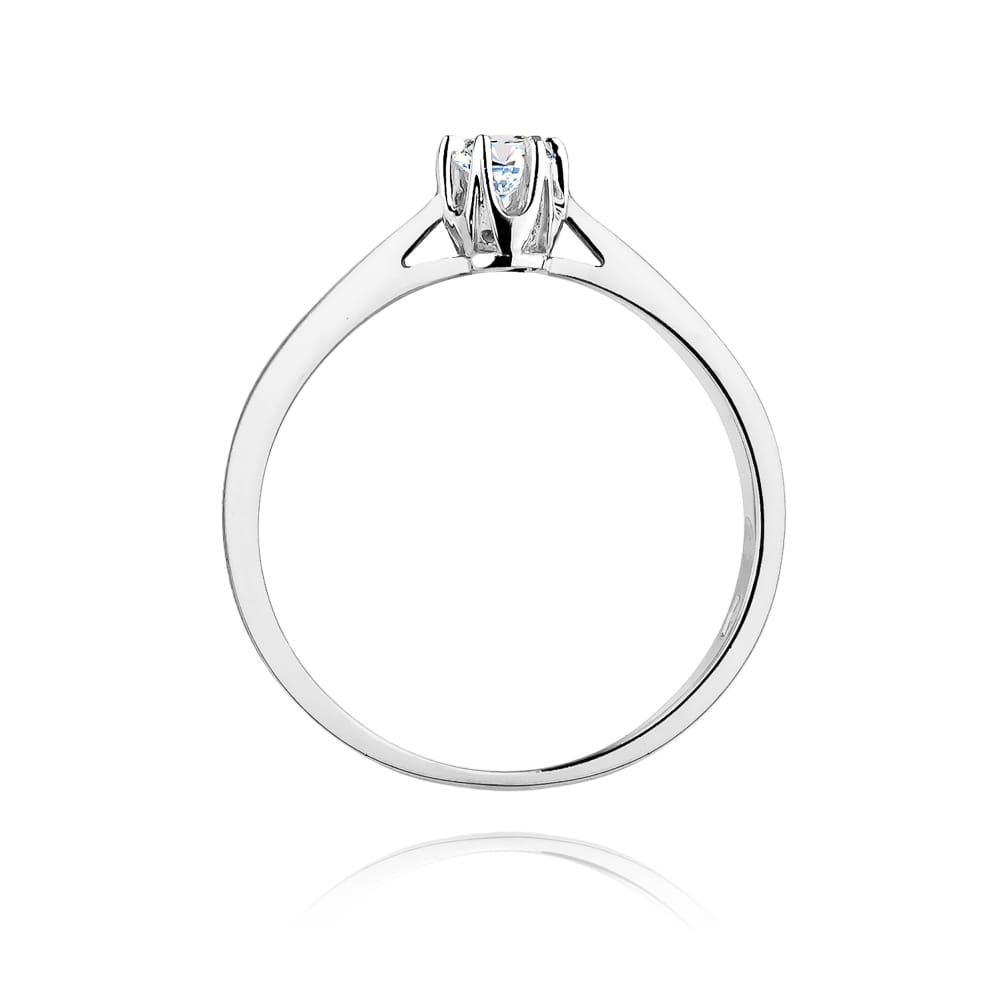 Inel Aur 14k cu Diamant 0.12 ct - Alb