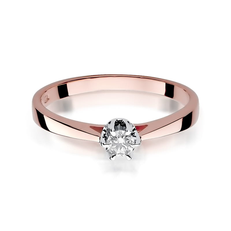 Inel Aur 14k cu Diamant 0.12 ct - Roz