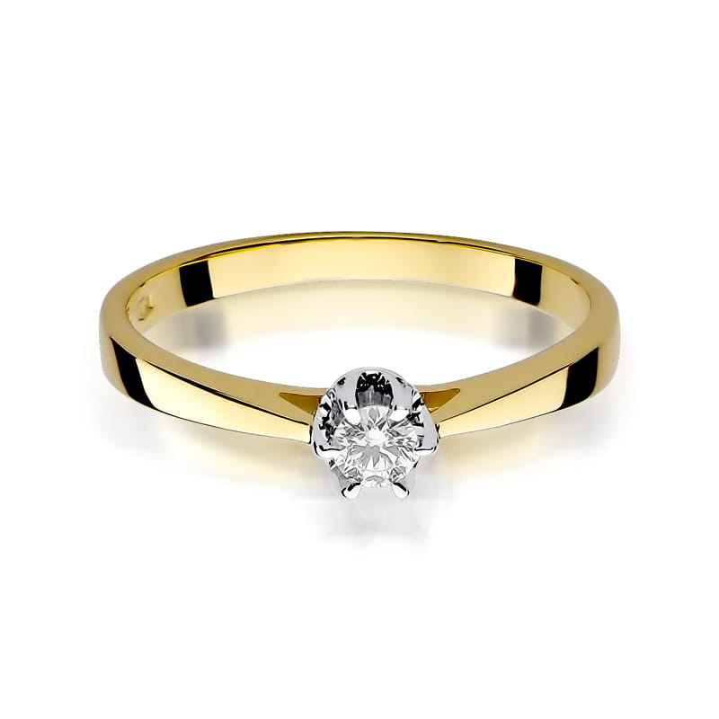 Inel Aur 14k cu Diamant 0.12 ct - Galben