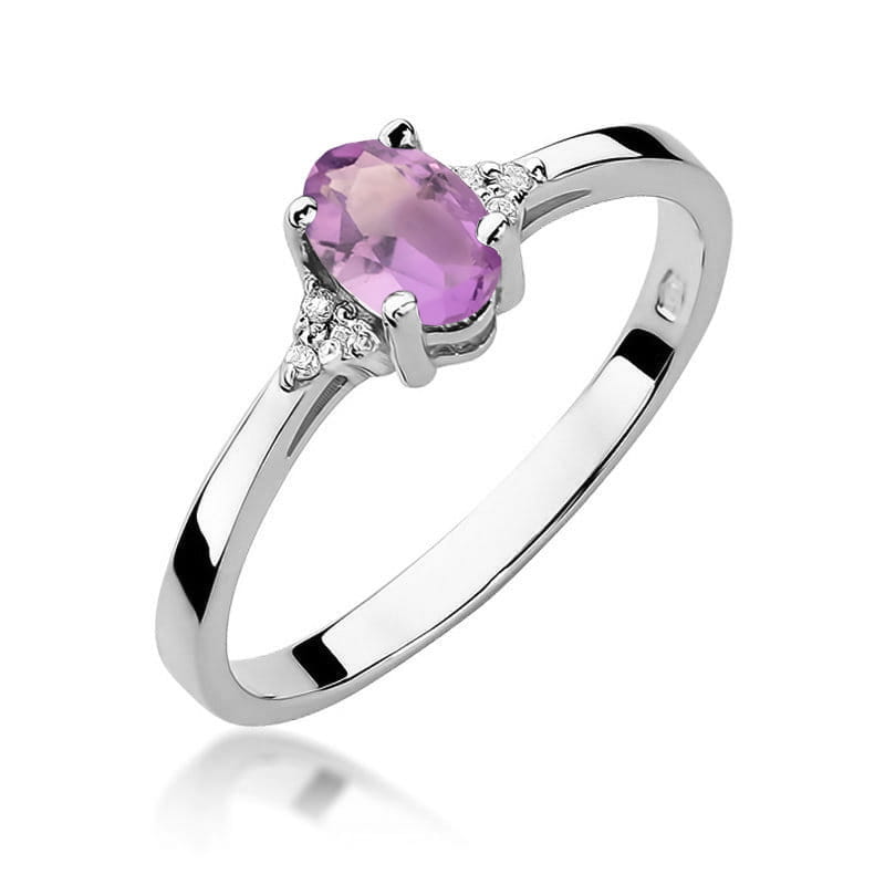 Inel Aur 14K W301 Ametist 0.40ct Diamante