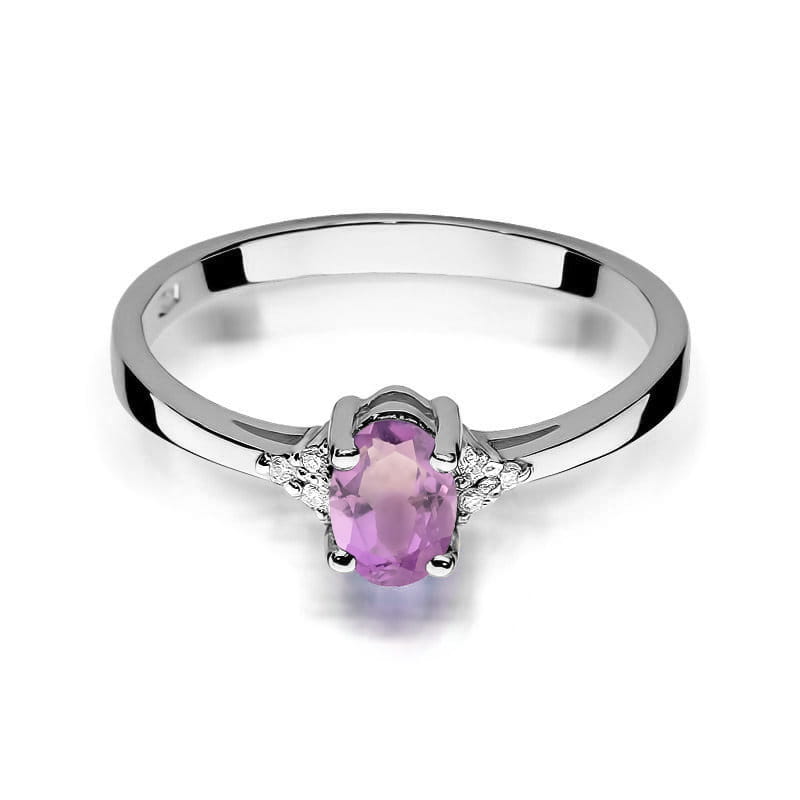 Inel Aur 14K W301 Ametist 0.40ct Diamante