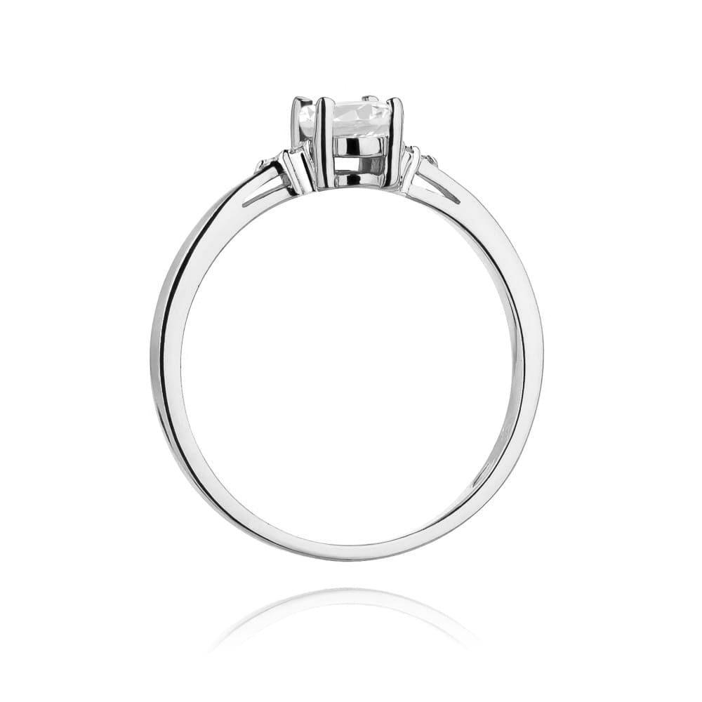 Inel Aur 14K cu Safir Alb 0.50 ct si Diamante Naturale 0.05 ct