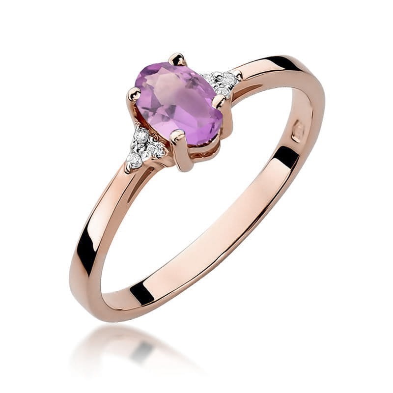 Inel Aur 14K W301 Ametist 0.40ct Diamante
