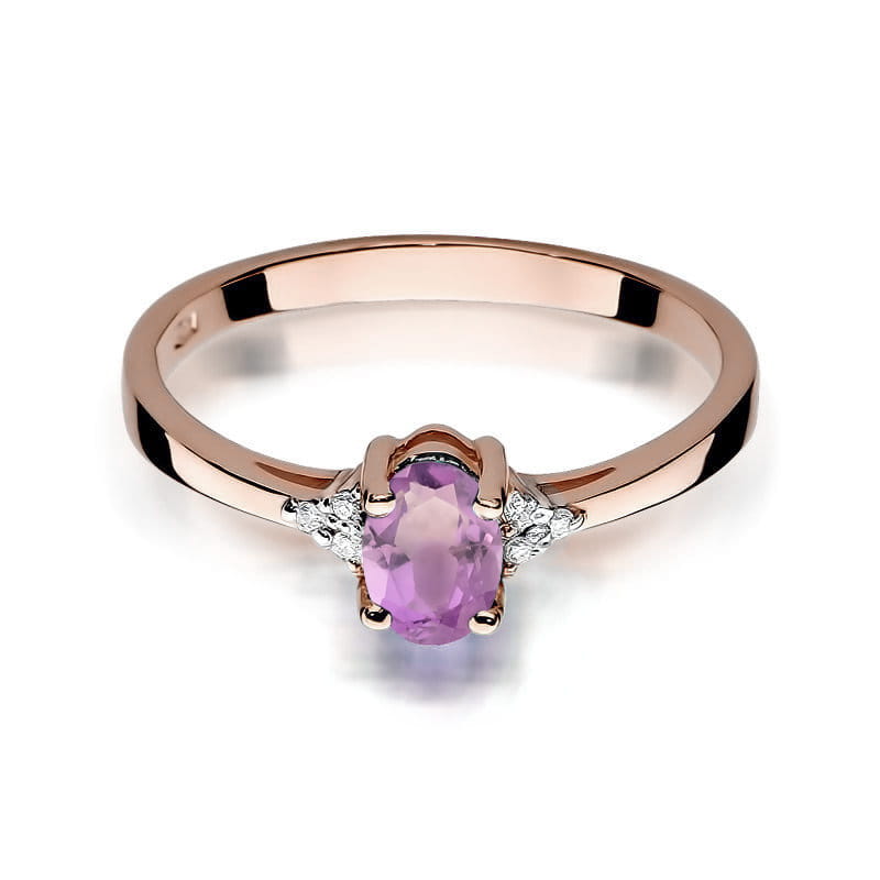 Inel Aur 14K W301 Ametist 0.40ct Diamante