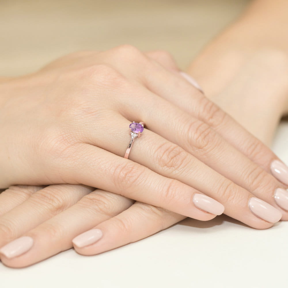 Inel Aur 14K W301 Ametist 0.40ct Diamante